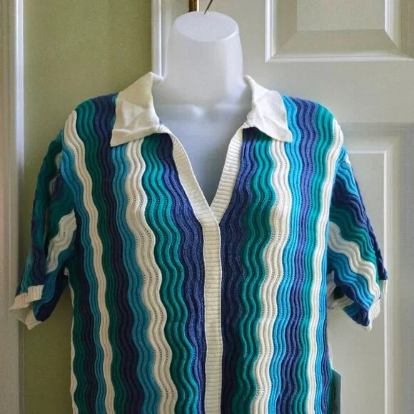 NWT Tuckernuck Hyacinth House Aqua Wavy Sammie Mini Dress Size Small - Picture 8 of 11